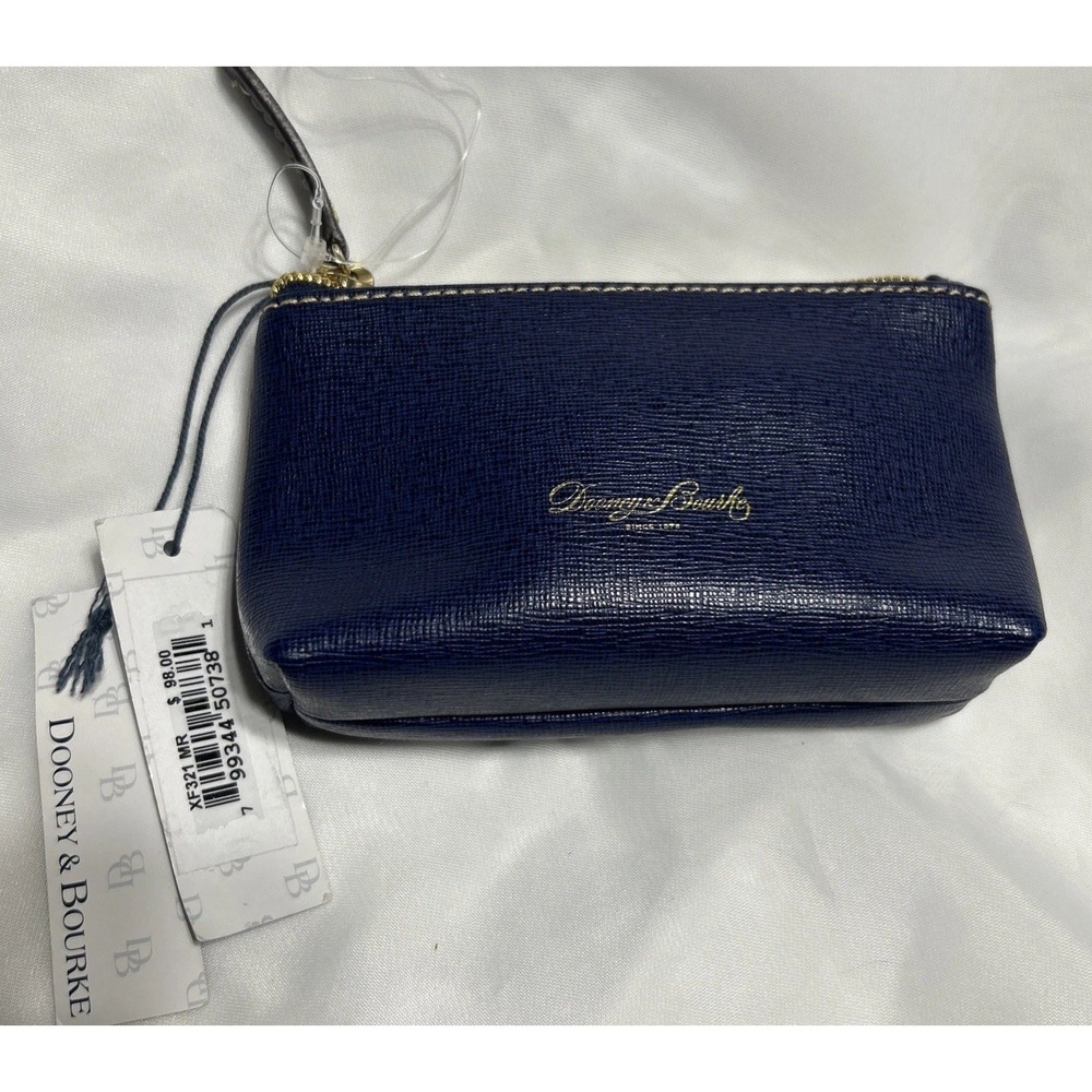 Dooney & Bourke Zip Pouch Wallet Dark Blue w/ Gold Hardware New With Tags NWT